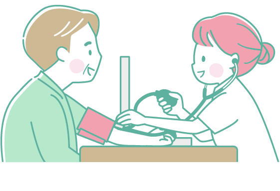 血圧を測る看護師のイラスト