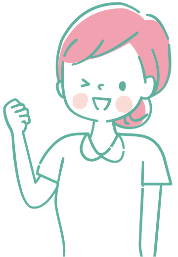ガッツポーズをするナースのイラスト